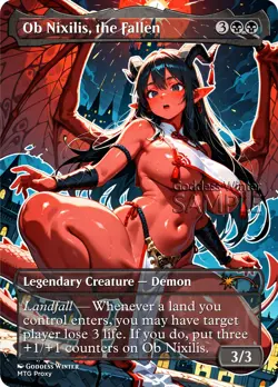 MTG - Ob Nixilis, the Fallen - Fanart Borderless Style - EDH / Playtest - Image 1