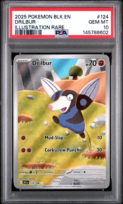 2025 POKEMON BLK EN-BLACK BOLT ILLUSTRATION RARE #124 DRILBUR PSA 10 - Image 1