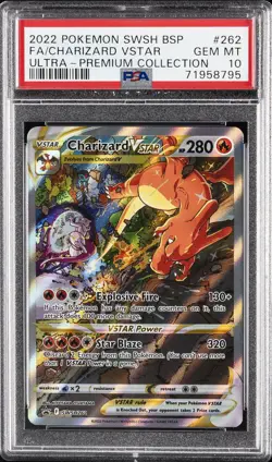 2022 POKEMON SWSH BLACK STAR PROMO #262 FULL ART/CHARIZARD VSTAR PSA 10 - Image 1