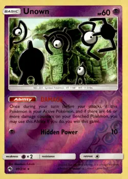 Unown (90) Rare Reverse Holo SM - Lost Thunder 90/214 Pokemon TCG - Image 1