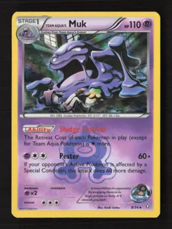 Team Aqua's Muk Holo Rare Double Crisis 8/34 MP Pokemon TCG - Image 1
