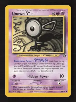 Unown [F] Uncommon Unlimited Neo Discovery 48/75 LP Pokemon TCG - Image 1