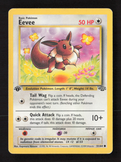 Eevee Common 1st Edition Jungle 51/64 HP Pokemon TCG - Image 1