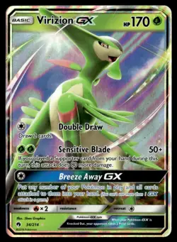Virizion GX Ultra Rare Holo SM - Lost Thunder 34/214 NM Pokemon TCG - Image 1