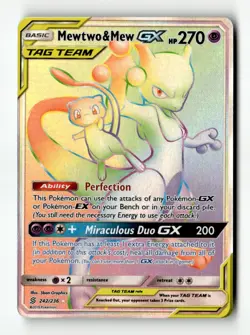 Mewtwo & Mew GX (Secret) Holo SM - Unified Minds 242/236 NM Pokemon TCG - Image 1
