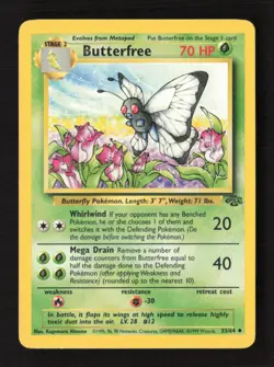 Butterfree Uncommon Unlimited Jungle 33/64 LP Pokemon TCG - Image 1