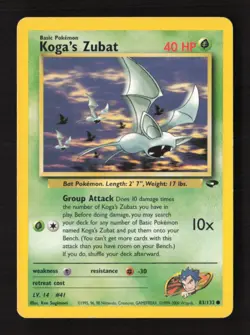 Koga's Zubat Common Unlimited Gym Challenge 083/132 LP Pokemon TCG - Image 1