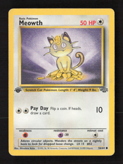 Meowth Common 1st Edition Jungle 56/64 HP Pokemon TCG - Image 1