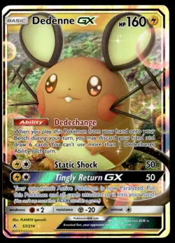 Dedenne GX Ultra Rare Holo SM - Unbroken Bonds 57/214 NM Pokemon TCG - Image 1