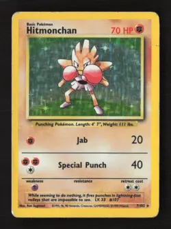 Hitmonchan Holo Rare Holo Base Set 007/102 HP Pokemon TCG - Image 1