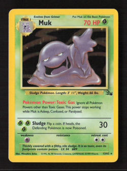 Muk (13) Holo Rare Unlimited Holo Fossil 13/62 LP Pokemon TCG - Image 1