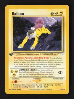 Raikou (22) Rare 1st Edition Neo Revelation 22/64 NM Pokemon TCG - Image 1