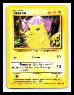 💥 Pikachu Non Holo Foil - Pokemon TCG 1999 Base Set Vintage Card # 58/102 - Image 1