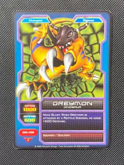 DM-198 Greymon Digimon CCG Card Royal Knights Starter Deck Set 2005 - Image 1
