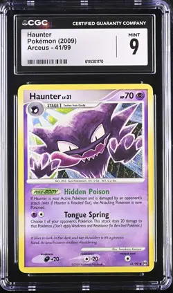 CGC 9 MINT Haunter 2009 Arceus 41/99 Pokemon Card - Image 1