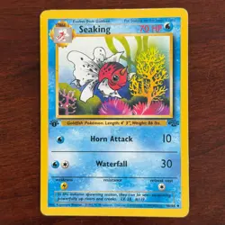 1st Edition Seaking 46/64 Uncommon Jungle Pokemon Card DMG - Image 1
