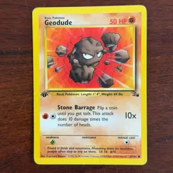 1st Edition Geodude 47/62 Common Fossil Pokemon Card - Image 1
