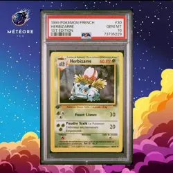 Carte Pokemon Herbizarre 30/102 PSA 10 Edition 1 Wizards Set de base Francais - Image 1