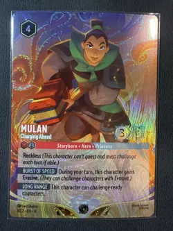 Disney Lorcana Challenge Mulan Charging Ahead HoloFoil Promo Card 7/C2 EN 8 - Image 1