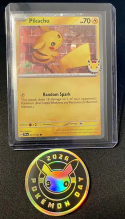 2026 Pikachu 051 Stamped Pokemon Day 30th Anniversary Promo with Coin - Image 1