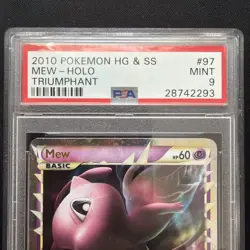 MEW PRIME HOLO 97/102 PSA 9 POKEMON HEARTGOLD & SOULSILVER TRIUMPHANT Swirl - Image 2