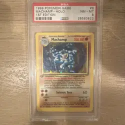 1999 Pokemon Base Set 1st Edition Machamp English Holo GRADED PSA- 8 CARD #8/102 - Image 1