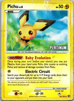 Pichu 45/100 Uncommon Stormfront Pokemon Reverse Holo Damaged - Image 1