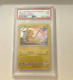 PIKACHU - HOLO - 2017 POKEMON SUN & MOON SHINING LEGENDS #28 - PSA 7🔥🔥🔥 - Image 1