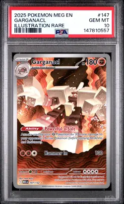 PSA 10 Garganacl 147/132 Pokemon Me01: Mega Evolution Illustration Rare GEM MINT - Image 1