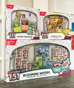 Pokemon 151 Blooming Waters, Zapdos ex Box & Poster Collection (19 packs) - Image 1