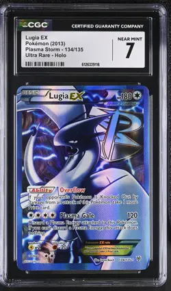 CGC 7 Lugia EX 134/135 Ultra Rare Holo Plasma Storm Pokemon Card - Image 1