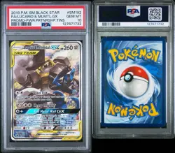 2019 POKEMON SUN MOON BLACK STAR PROMO LUCARIO & MELMETAL #SM192 GX PSA 10 - Image 1