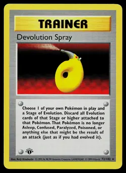 Pokemon Card - Devolution Spray Base Set Shadowless 72/102 1st Edition Rare - Image 1