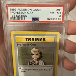 1999 Pokemon Professor Oak 1st Edition Shadowless Non-Holo Card 88/102 PSA 8 NM - Image 2