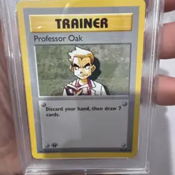 1999 Pokemon Professor Oak 1st Edition Shadowless Non-Holo Card 88/102 PSA 8 NM - Image 3