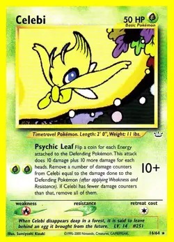 Heavily Played, English Pokemon Regular Celebi - 16/64 - Rare - Unlimited Editio - Image 1