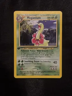 1st Edition Meganium 11/111 Neo Genesis 2000 Holo Rare WOTC Pokemon Card TCG - Image 1