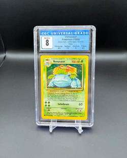 TCG Pokemon Venusaur Holo Rare Base Set Unlimited CGC 8 Near Mint #15/102 1998 - Image 1