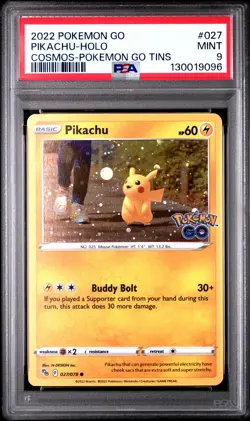 2022 POKEMON GO COSMOS-POKEMON GO TINS #027 PIKACHU-HOLO PSA 9 - Image 1