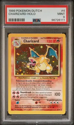 Pokemon Charizard Holo Base Set Unlimited 4/102 1999 DUTCH PSA 9 Mouth Swirl - Image 1