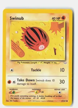 Swinub 57/64 Common Neo Revelation Pokemon Unlimited Lightly Played Miki Tanaka - Image 1