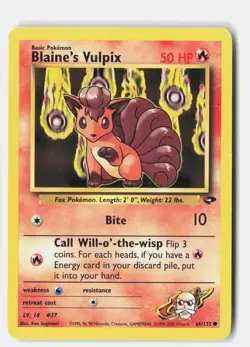 Blaine's Vulpix 66/132 Common Gym Challenge Pokemon Unlimited LP Ken Sugimori - Image 1