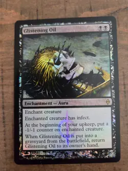 1x x1 Foil Glistening Oil black-border New Phyrexia NM Magic the Gathering - Image 1