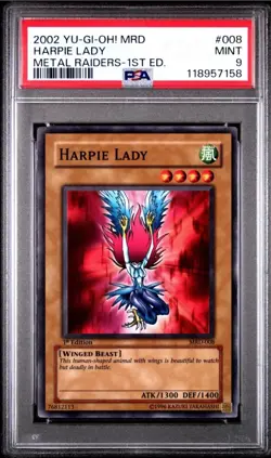 Yugioh HARPIE LADY MRD-008 1st PSA 9 Original Artwork Uncensored - Image 1