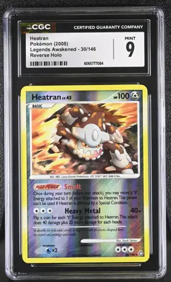 CGC 9 Heatran 30/146 Reverse Holo Legends Awakened Pokemon Card - Image 1