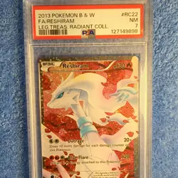 Pokemon Reshiram Full Art Ultra Rare RC22 Legendary Treasures 2013 PSA 7 - Image 1