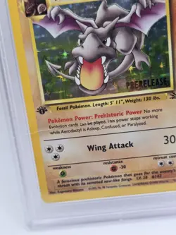 1999 Pokemon Fossil 1st Edition Prerelease Aerodactyl 1/62 Holo PSA 9 *READ* - Image 3
