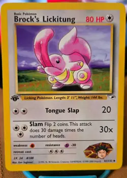 1999 - 1st Edition BROCK’S LICKITUNG Pokemon TCG Gym Heroes 41/132 NM, New - Image 1