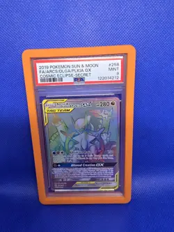 PSA 9 Pokemon Card Arceus Dialga Palkia GX 258/236 Secret Rainbow 2019 - Image 1