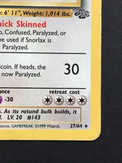 Snorlax 27/64 Jungle Rare - Vintage Pokemon Card WOTC 1999 - Played - Image 4